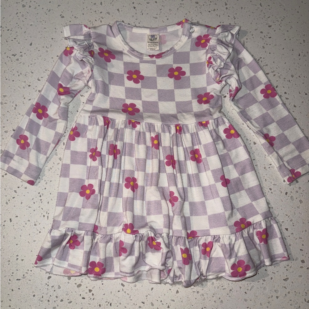 Larkspur Floral Checkered Dress